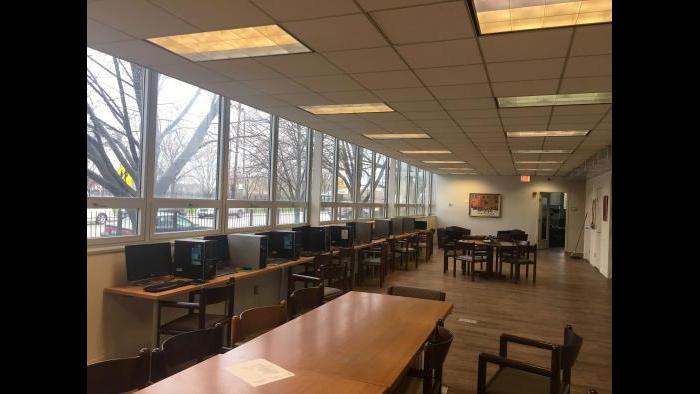 The computer lab offers participants a space to do homework, browse job listings and college applications, and to play games. (Maya Miller / Chicago Tonight)