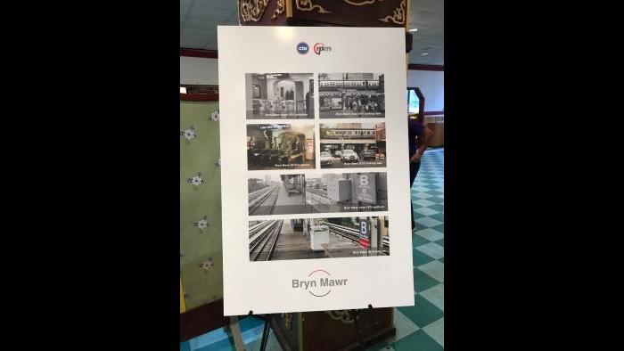 CTA historical photos show now-and-then versions of the Bryn Mawr stop. (Nick Blumberg / WTTW News)