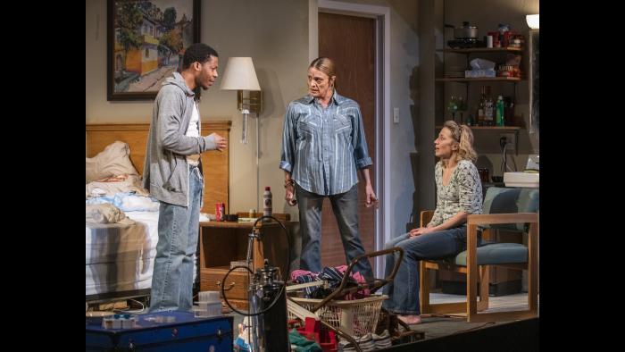 Namir Smallwood and Carrie Coon in Steppenwolf’s production of “Bug” by ensemble member Tracy Letts. (Photo by Michael Brosilow)