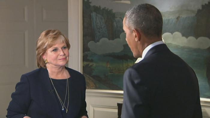 Carol Marin interviews President Barack Obama at the White House on Thursday. (Courtesy of NBC)