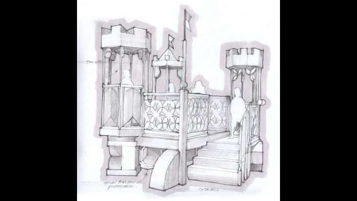 Sketches of a structure that was later built for the "Once Upon a Castle" exhibit. (Courtesy of Luci Creative)