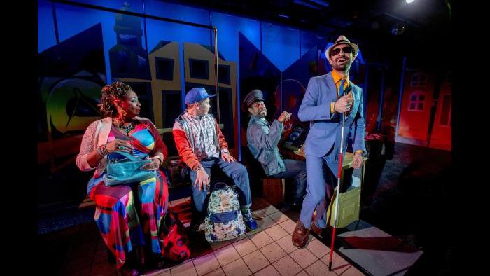 From left: E. Faye Butler, Alejandro Medina, Breon Arzell and Jesse Bhamrah in Chicago Children’s Theatre’s world premiere of “Last Stop on Market Street.” (Photo credit: Charles Osgood)