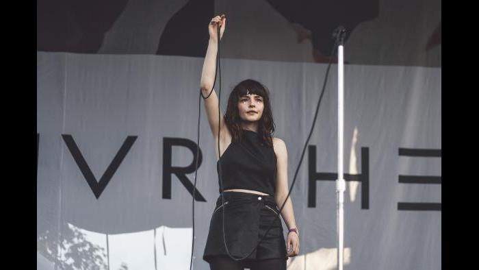 Chvrches performs at Pitchfork in 2015. (Matt Lief Anderson / Pitchfork)
