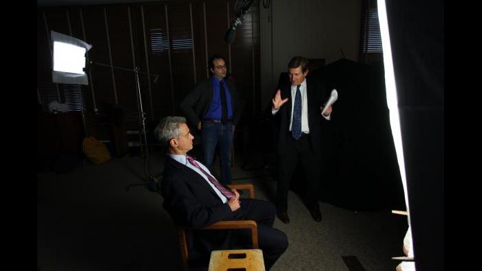 Chris Whipple and Rahm Emanuel (Photo by David Hume Kennerly)