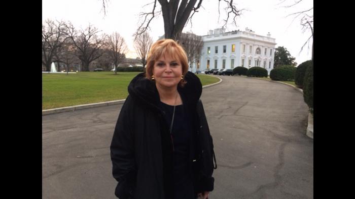 Carol Marin in front of the White House on Thursday. (Don Moseley)