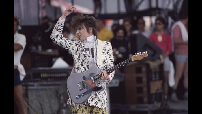 Chrissie Hynde of the Pretenders performs at Live Aid in Philadelphia, July 13, 1985. (Courtesy of Ken Friedman)