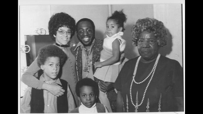 Backstage before a concert, circa 1973. From left, Curtis's partner Diane and her son Tracy; Curtis, daughter Sharon, and son Todd; and Grandma Sadie. (Courtesy the author’s collection)