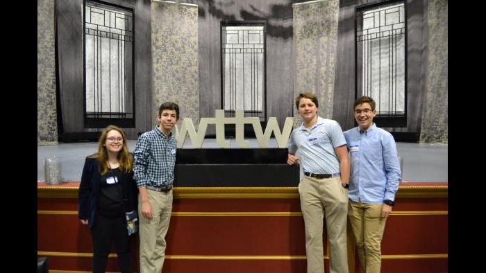 From left: Jacqueline Turner, Justin Youderian, Dylan McLamore and Thanos Drossos pose for a photo. (Kristen Thometz / Chicago Tonight)