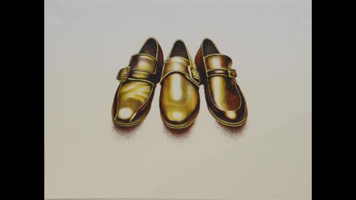 Ed Paschke, Hairy Shoes, 1971. (Courtesy of the Illinois State Museum Fine Art Collection)