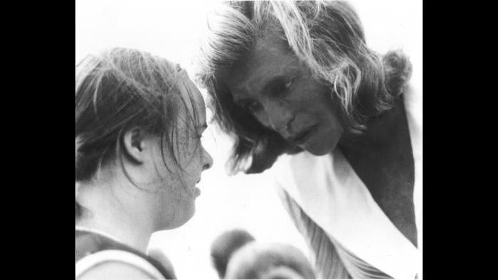 Eunice Kennedy Shriver coaching an athlete. (Courtesy Special Olympics)