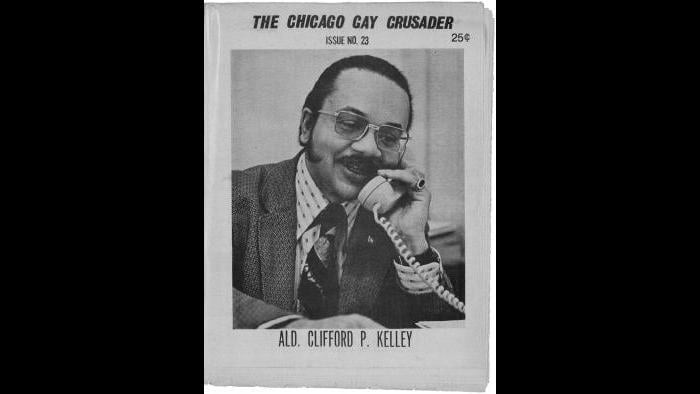 Alderman Clifford P. Kelley, sponsor of proposed gay-rights ordinance, on the cover of the Chicago Gay Crusader, January 1973. (Courtesy of Manuscripts and Archives Division, The New York Public Library, Astor, Lenox, and Tilden Foundations)