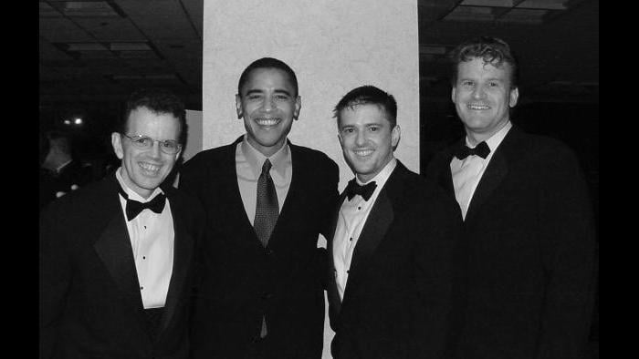 Barack Obama at an AIDS Foundation of Chicago gala, 2003. (Courtesy of Israel Wright)