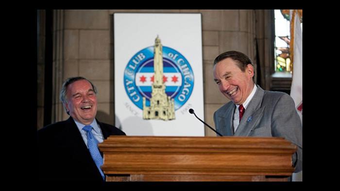 Paul Green, right, and Mayor Richard M. Daley. (Courtesy City Club of Chicago)