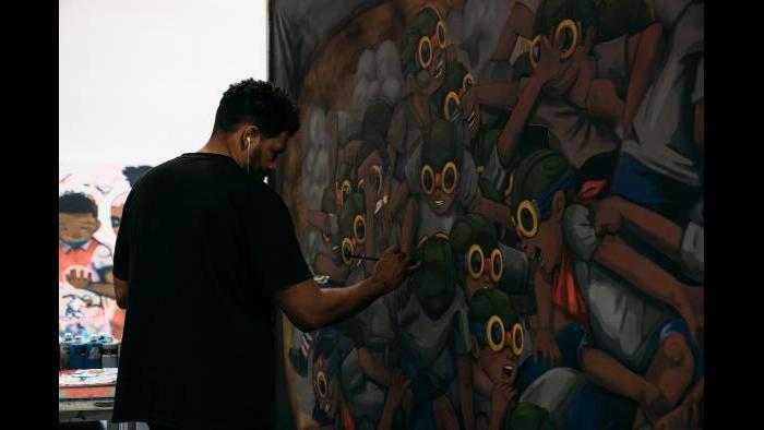 Hebru Brantley’s studio. (Photo: Max Schreier)