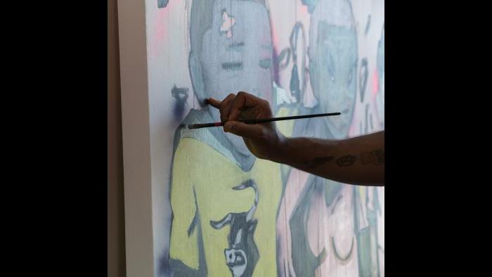 Hebru Brantley’s studio. (Photo: Max Schreier)