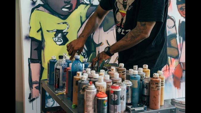 Hebru Brantley’s studio. (Photo: Max Schreier)