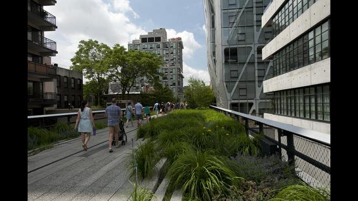 The High Line in New York City used to be an elevated railroad line.