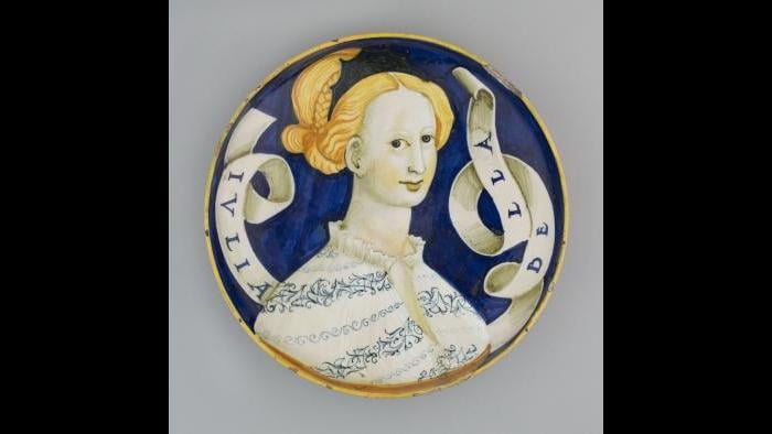 “Dish (Coppa Amatoria),” about 1530/45. Italian, Urbino or Castel Durante. The Art Institute of Chicago, Mr. and Mrs. Martin A. Ryerson Collection.