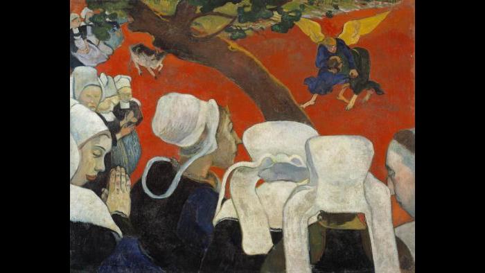 Paul Gauguin. Vision of the Sermon (Jacob Wrestling with the Angel), 1888. Scottish National Gallery, Edinburgh.