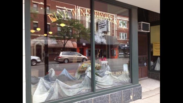 Front window at Fine Wine Brokers (Rebecca Palmore / Chicago Tonight)