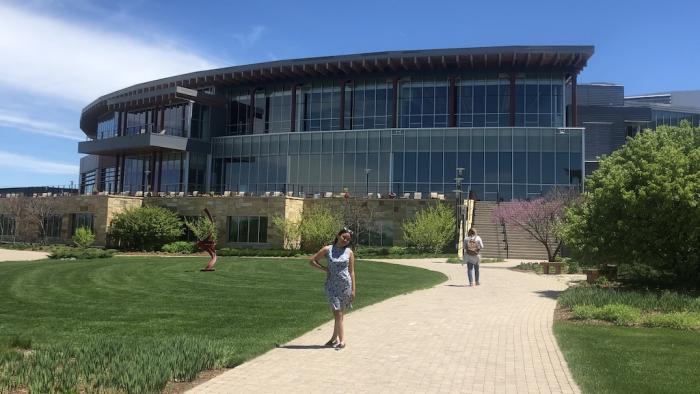 Chasity Kasir outside Epic Systems campus in Wisconsin. (Photo courtesy Chasity Kasir)