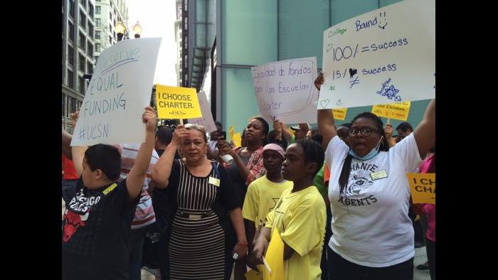 Dueling rallies outside CPS district headquarters in the Loop.