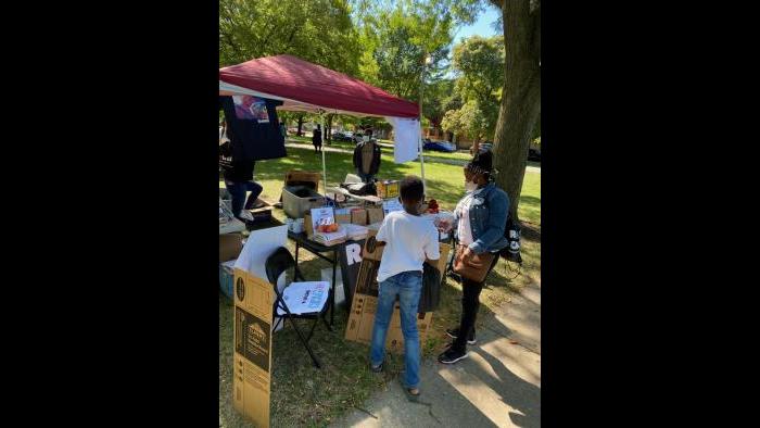 A book drive in Palmer Park in the Roseland community took place on Saturday, Sept. 19, 2020. (Courtesy Iesha Malone)