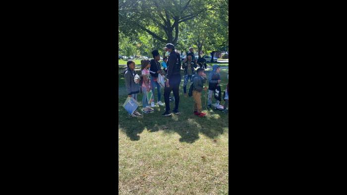 A book drive in Palmer Park in the Roseland community took place on Saturday, Sept. 19, 2020. (Courtesy Iesha Malone)