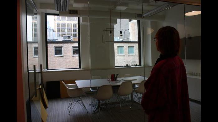 New Art Examiner managing editor Annie Markovich at the publication's former office space at 230 E. Ohio St. (Chloe Riley)  