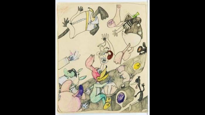 Susan Te Kahurangi King (New Zealand, b. 1951). Untitled, c. 1965. Graphite and colored pencil on paper. (Collection of KAWS, courtesy of the artist, Chris Byrne and Andrew Edlin Gallery)