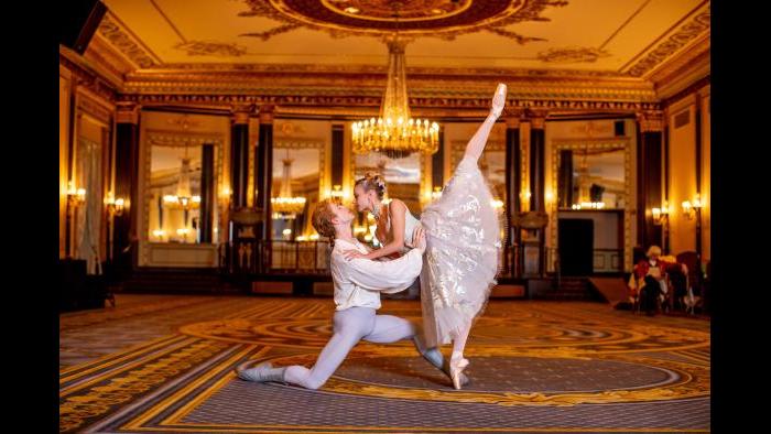 Joffrey Ballet artists Stefan Goncalvez and Brooke Linford. (Photo by Cheryl Mann)