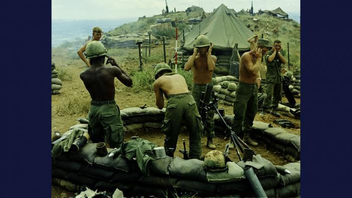 Fire for Effect, 1967. Members of the U.S. Army 101st Airborne Brigade fire 81 mm mortar rounds at enemy targets near Tam Kỳ. Photo by Specialist 5 Robert C. Lafoon, U.S. Army.