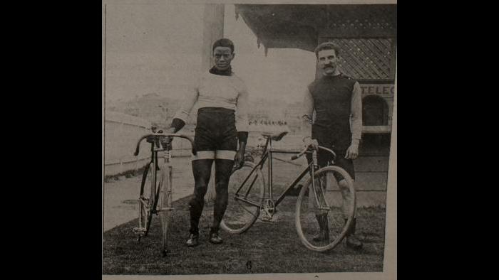 Major Taylor faced several barriers as a black man competing in the late 19th and early 20th centuries. He was often banned from racing due to Jim Crow restrictions and at times physically attacked during competitions. (Credit: Major Taylor Collection, Indiana State Museum)
