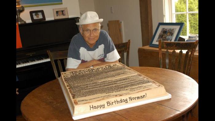 Norman Lear with birthday cake (Courtesy of Norman Lear)