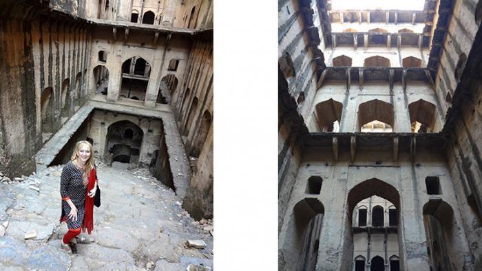 Victoria Lautman, left, explores Indian stepwells. (Courtesy of Victoria Lautman)