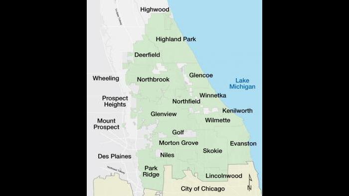 A map of North Shore communities.