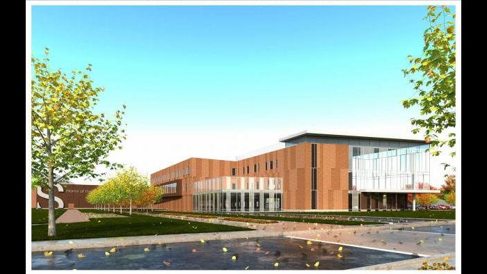 A new rendering released Friday of the proposed 1,200-student Englewood high school building. (Chicago Public Schools)