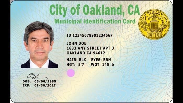 The municipal ID for Oakland, California. (Credit: SF Global LLC)
