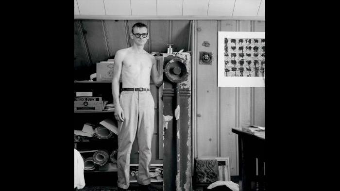 Nickel, pictured in his Park Ridge bedroom, was determined to find a place to preserve his salvaged material. (Courtesy the Richard Nickel Archive/ Ryerson and Burnham Archives/ The Art Institute of Chicago)