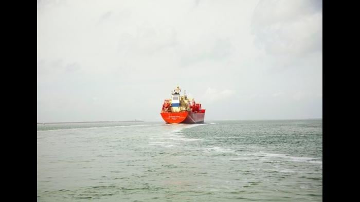 Industrial Shipping Vessels, Houston Ship Channel, Texas, (detail). (Victoria Sambunaris / Courtesy of Museum of Contemporary Photography)