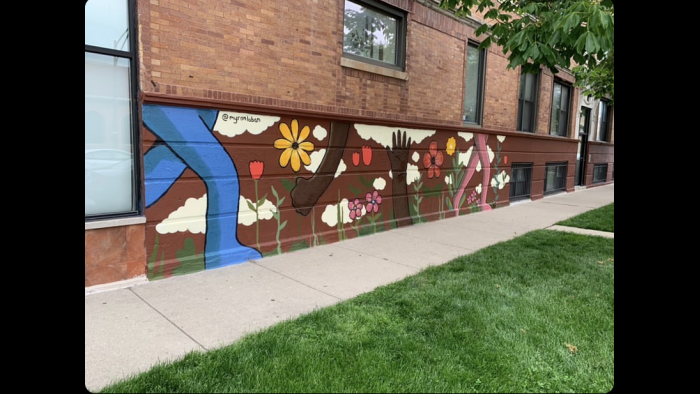 Myron Laban’s latest mural at Roosevelt and Mozart. (Courtesy of the artist)