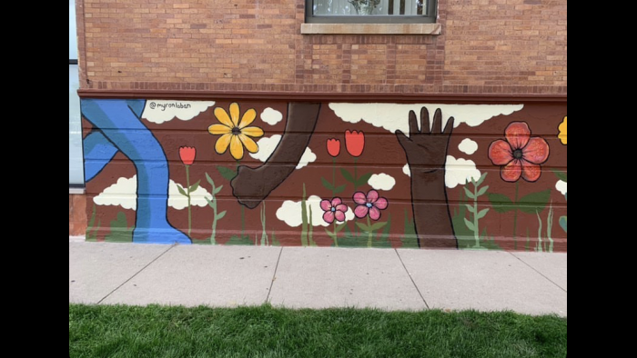 Myron Laban’s latest mural at Roosevelt and Mozart. (Courtesy of the artist)