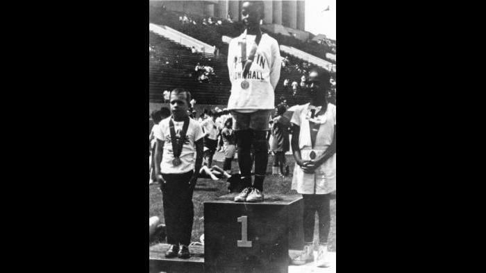 Athletes receive their medals at the 1968 Games. (Courtesy of Special Olympics Chicago)