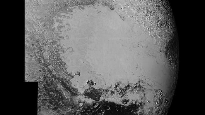 The icy plain of Pluto's Sputnik Planum (NASA/Johns Hopkins University Applied Physics Laboratory/Southwest Research Institute)