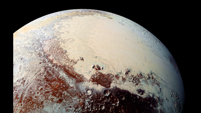 The icy plain of Pluto's Sputnik Planum (NASA/Johns Hopkins University Applied Physics Laboratory/Southwest Research Institute)