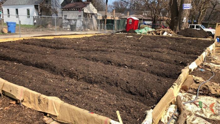 New beds at Star Farm, awaiting planting. (Patty Wetli / WTTW News)