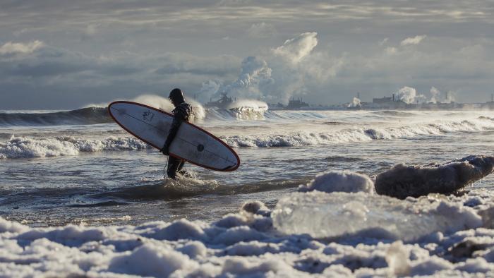 A Lake Michigan surfer. (Credit: Mike Killion)