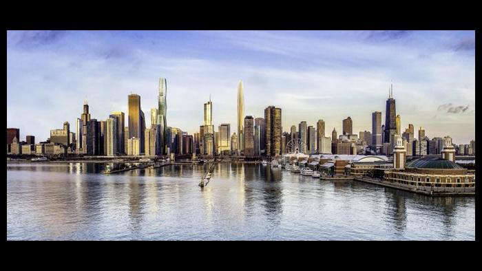 A rendering of Tribune Tower East, a proposal from developers CIM Group and Golub & Company, released by the City of Chicago.
