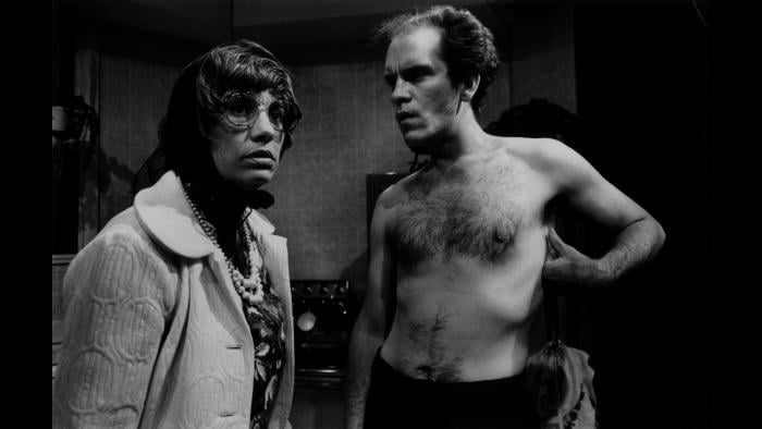 John Malkovich, right, in Steppenwolf's production of "True West." (Courtesy Steppenwolf Theatre)