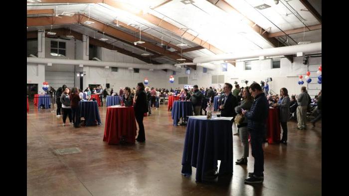 Attendees begin to gather at Kane County Fairgrounds in Saint Charles, Illinois, where the event was held. (Evan Garcia / Chicago Tonight)